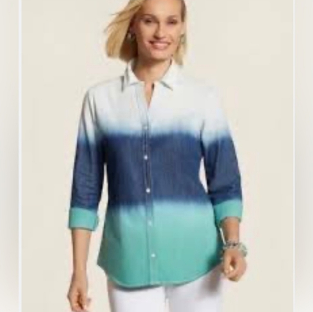 Dip Dye Denim Button Down Shirt⛓️